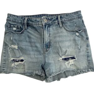 Old Navy High Rise Light Blue Distressed Denim Cutoff Shorts - Size 8